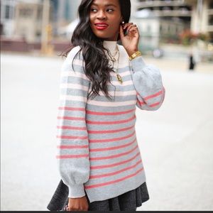 NWT Loft Ribbed Striped Mock Neck Sweater Sz S